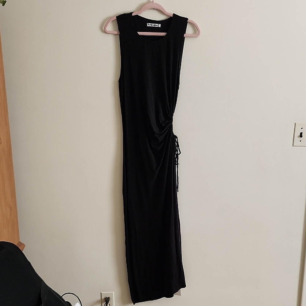 Reformation Side Tie Open Side High Neck Black Maxi Dress Sleeveless Dress